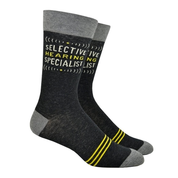 Blue Q Men’s Crew Socks, Selective Hearing Specialist - Picture 1 of 5